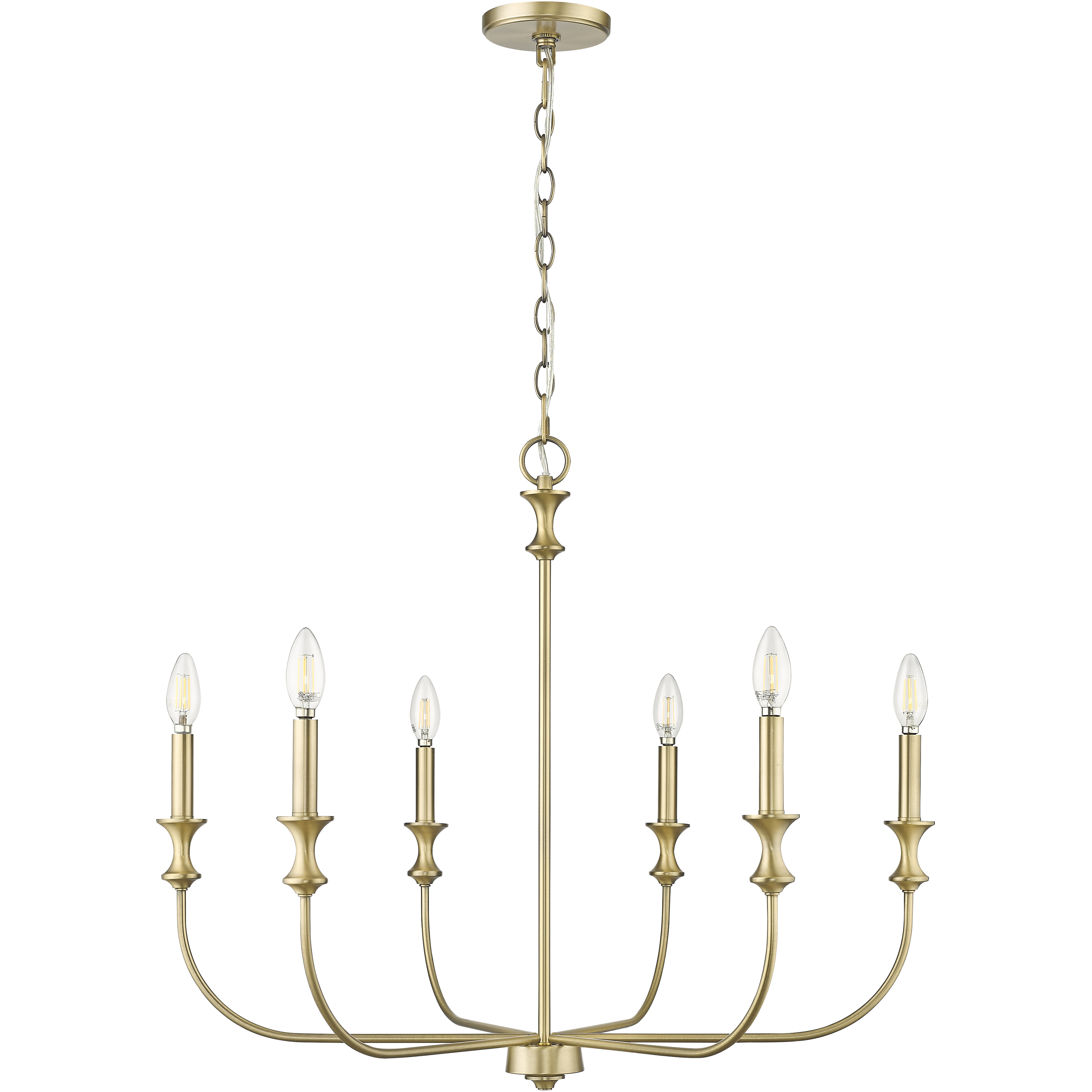 Savanne 6 Light 28.25 inch Vintage Brass Chandelier Ceiling Light